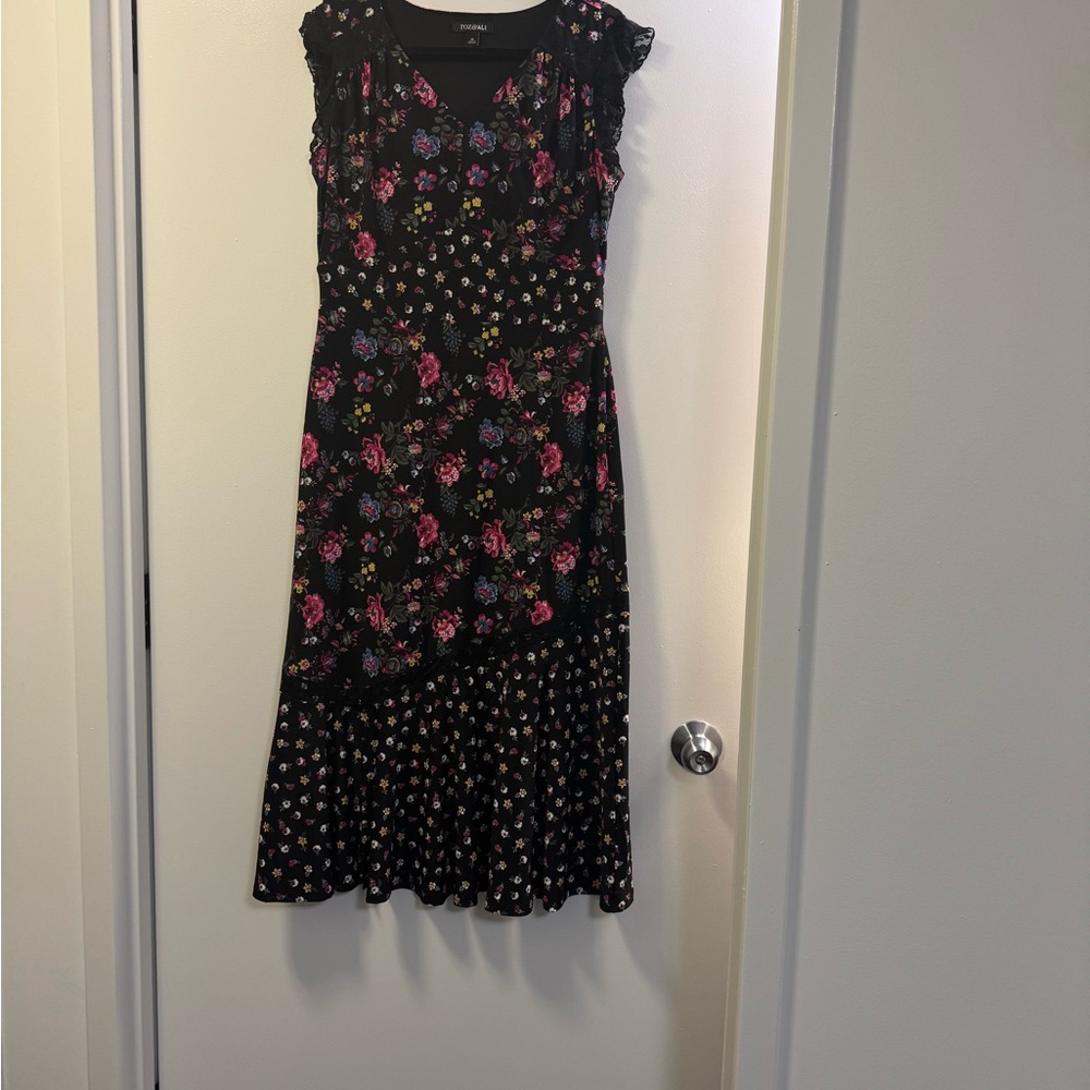 Roz & Ali Pleated Pink and Red Midi Sundress